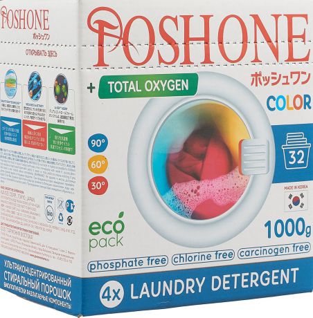 Порошок стиральный Posh One "Eco", концентрат, для цветного белья, 1 кг