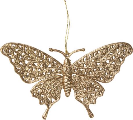 Новогоднее подвесное елочное украшение Magic Time "Золотая бабочка", 16,7 x 10 x 0,2 см