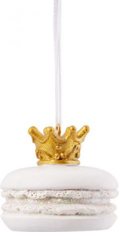 Новогоднее подвесное украшение Magic Time "Белое пирожное с короной", 5 х 5 х 4,5 см