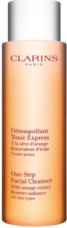 Clarins Тонизирующий лосьон для моментального очищения кожи с экстрактом апельсина Demaquillant Tonic, Express, 200 мл