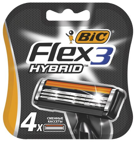 Bic Flex 3 Hybrid Сменные кассеты для бритья, 4 шт