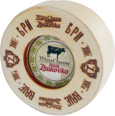 WhiteCheese from Zhukovka Сыр Бри с белой плесенью 60%, 150 г (деревянная упаковка)