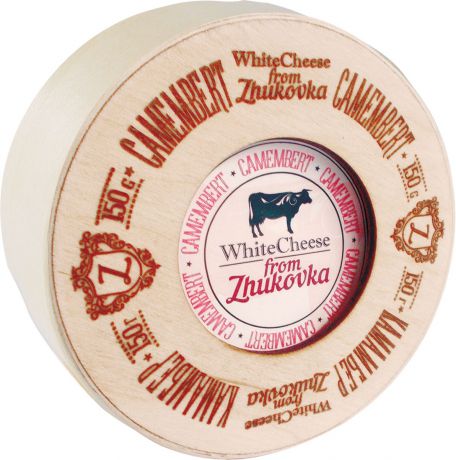 WhiteCheese from Zhukovka Сыр Камамбер с белой плесенью 50%, 150 г (деревянная упаковка)