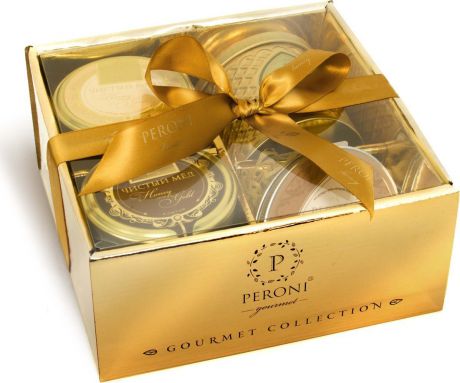 Набор мед Peroni Honey Gold №6, 2 шт по 290 г + чай Масала со специями, 70 г + эко-свеча, 95 г