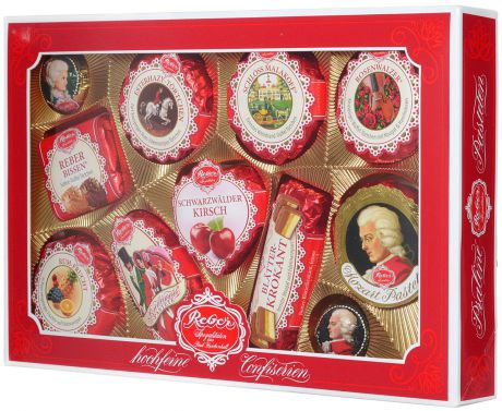 Reber Mozart подарочный набор шоколадных конфет, 380 г (коробка с окном)