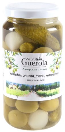 Guerola Коктейль из оливок корнишонов и лука, 370 г