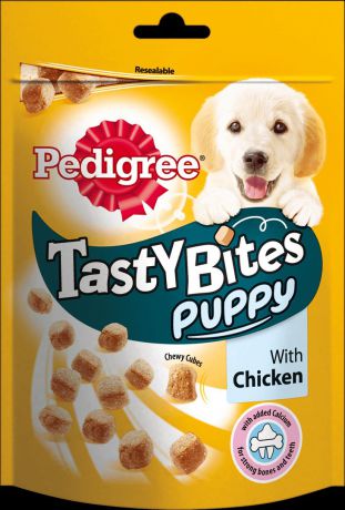 Лакомство для щенков Pedigree "Tasty Bites Puppy", ароматные кусочки с курицей, 125 г