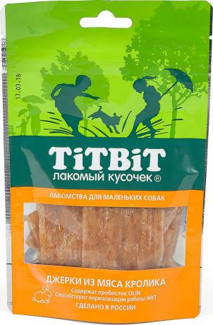Лакомство Titbit "Джерки из мяса кролика" для собак малых пород, 010976, 50 г