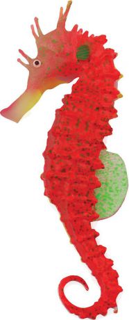 Декорация для аквариума Jelly-Fish "Морской конек", силиконовая, светящаяся в темноте, цвет: красный, 10 х 4 х 2 см