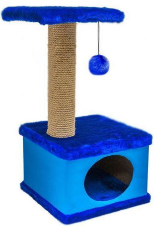 Домик-когтеточка Дарэлл "Конфетти", квадратный, цвет: синий, 41 х 37 х 70 см
