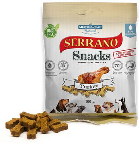 Лакомство для собак Mediterranean Serrano Snacks, снеки из индейки, 100 г