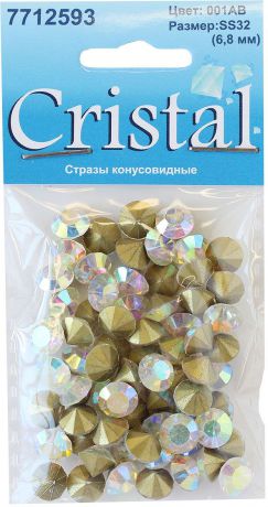 Стразы конусовидные риволи "Cristyle", цвет: прозрачный, 6,8 мм, 72 шт