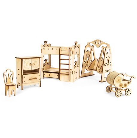 Мебель для кукол Iq Format "Детская комната", 5 предметов, 66 деталей