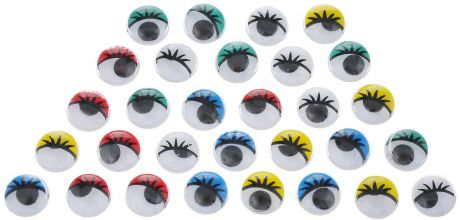 Набор декоративных украшений Knorr Prandell "Глаза с ресничками", на клейкой основе, цвет: мульти, 10 мм, 30 шт