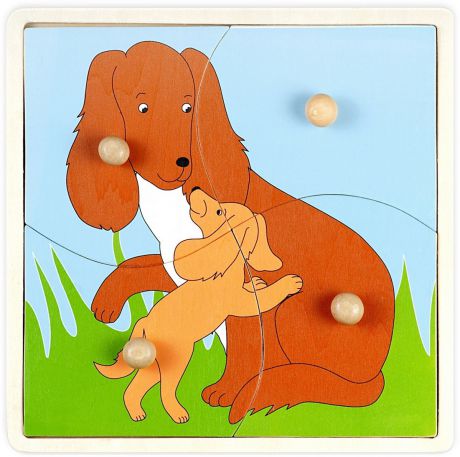Пазл для малышей Маленький Гений-Пресс "Мать и дитя Собака с щенком", 4607054091266