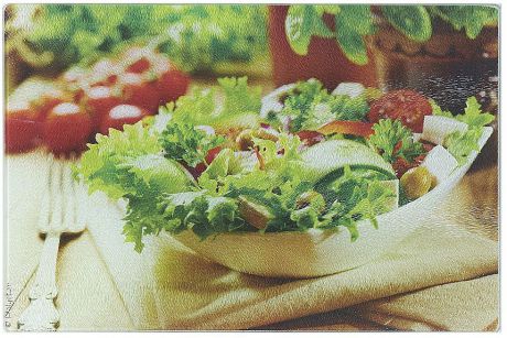 Доска разделочная Best Home Kitchen "Греческий салат", стеклянная, рифленая, 40 х 30 х 0,5 см