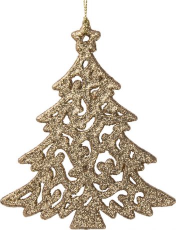 Новогоднее подвесное елочное украшение Magic Time "Золотистая елочка", 12 x 10 x 0,3 см