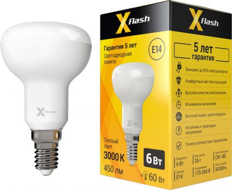 Лампа светодиодная X-Flash XF-E14-R50-6W-3000K-230V