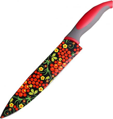 Нож Доляна "Хохлома", с антиналипающим покрытием, длина лезвия 20 см