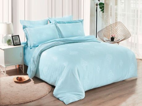 Комплект постельного белья Cleo Soft Cotton, семейный, 41/019-SC, голубой, наволочки 50х70, 70х70