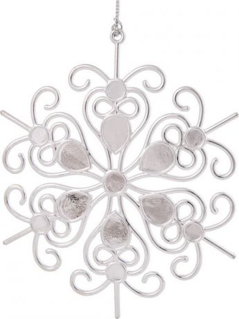 Новогоднее подвесное елочное украшение Magic Time "Снежинка кружевная в серебре", 14,5 x 14,5 x 0,3 см