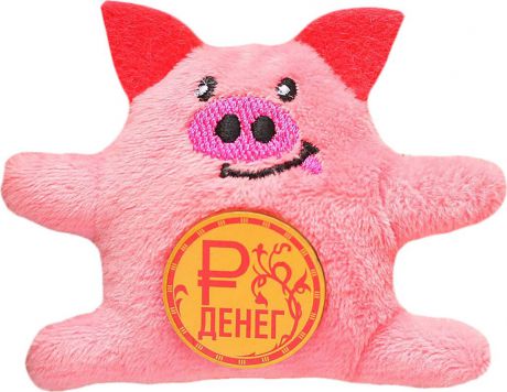 Мягкая игрушка-магнит "Денег в новом году", цвет: розовый