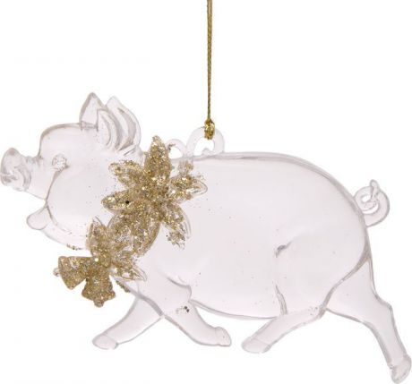 Новогоднее подвесное елочное украшение Magic Time "Свинка с цветочками", 1 х 12,7 х 7,5 см