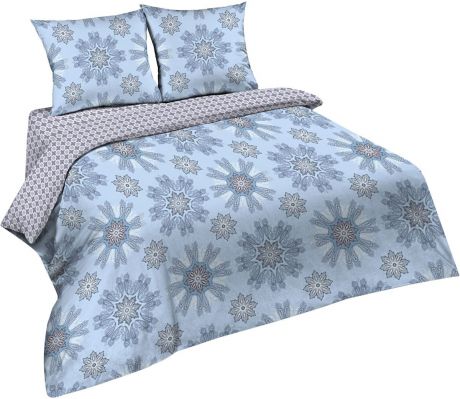 Комплект постельного белья Павлина "Простые вещи", евро, наволочки 70x70, цвет: голубой