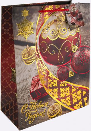 Пакет подарочный Magic Time "Красный новогодний шар", 17,8 х 22,9 х 9,8 см