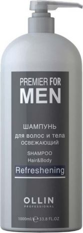 Ollin Шампунь для волос и тела освежающий Premier For Men Shampoo Hair Body Refreshening 1000 мл