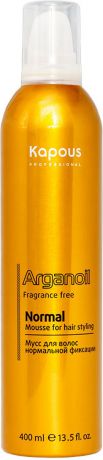 Мусс для укладки волос Kapous Professional Arganoil Fragrance Free, нормальной фиксации, с маслом арганы, 400 мл