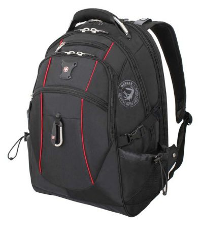 Рюкзак городской "Wenger", цвет: черный, красный, 34 см x 23 см x 48 см, 38 л