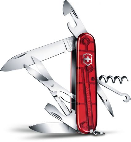 Нож перочинный Victorinox "Climber", 14 функций, цвет: прозрачный красный, длина 9,1 см