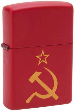 Зажигалка Zippo "Серп и Молот", цвет: красный, 3,6 х 1,2 х 5,6 см. 39775