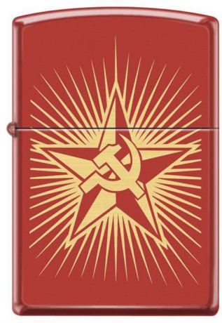 Зажигалка Zippo "Серп и Молот и Звезда", цвет: красный, 3,6 х 1,2 х 5,6 см. 48921