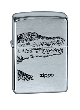 Зажигалка Zippo "Brushed Chrome. Alligator"