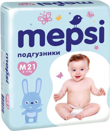 Mepsi Подгузники, M, 6-11 кг, 21 шт