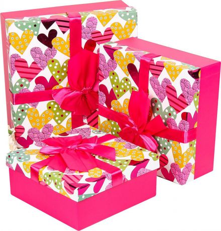 Подарочная упаковка, разноцветный, розовый, 3 шт