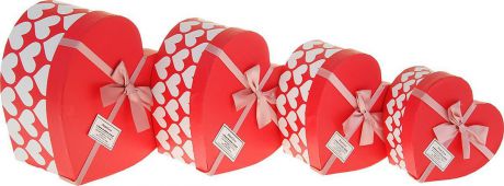Подарочная упаковка "Сердце", красный, 4 шт
