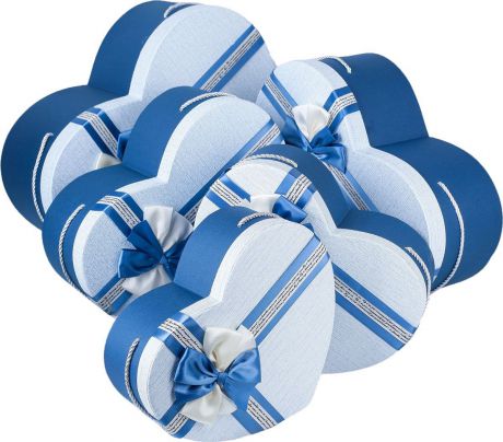 Подарочная упаковка "Сердце", синий, 5 шт