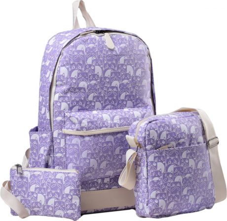 Рюкзак 3 в 1, косметичка, сумка, фиолетовый. 3889209