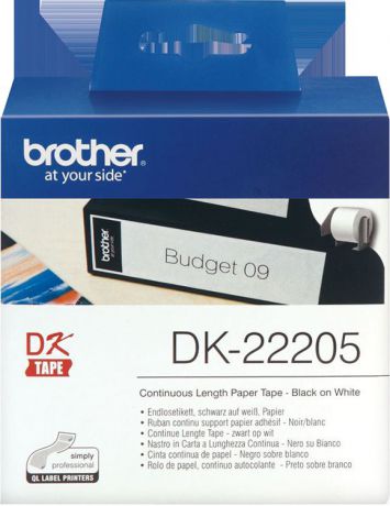 Лента Brother DK22205 бумажная клеящаяся белая 62мм*30.48м