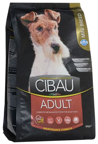 Корм сухой Cibau "Adult", для взрослых собак мелких пород, 800 г
