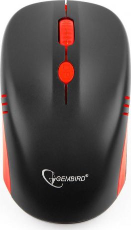 Мышь Gembird MUSW-350, беспроводная, 4 кнопки, черный, красный