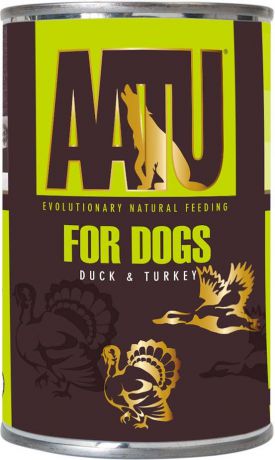 Корм консервированный Aatu, для собак, с уткой и индейкой, 400 г