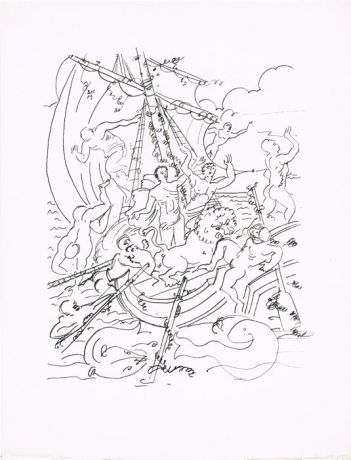 Похищение Диониса. Литография. Андре Дерен. Vins, Fleurs et Flammes. Arches. Издатель Bernard Klein, Париж, 1953 год