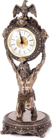 Часы настольные Русские Подарки "Атлант", 227620, бронза, 16 х 16 х 39 см