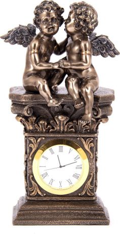 Часы настольные Русские Подарки "Ангелочки", 227613, бронза, 11 х 7 х 20 см