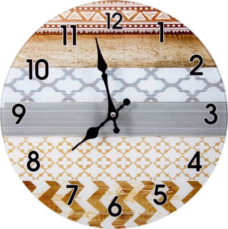 Часы настенные Русские Подарки, 78941, серый, коричневый, диаметр 34 см