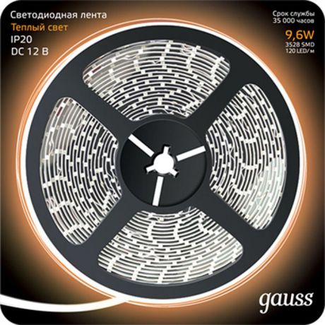 Лента Gauss LED 2835/120-SMD, теплый белый, 5 м